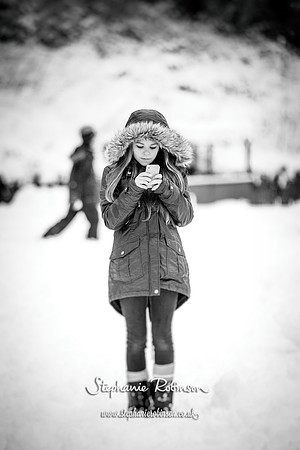 iPhone girl in snow
